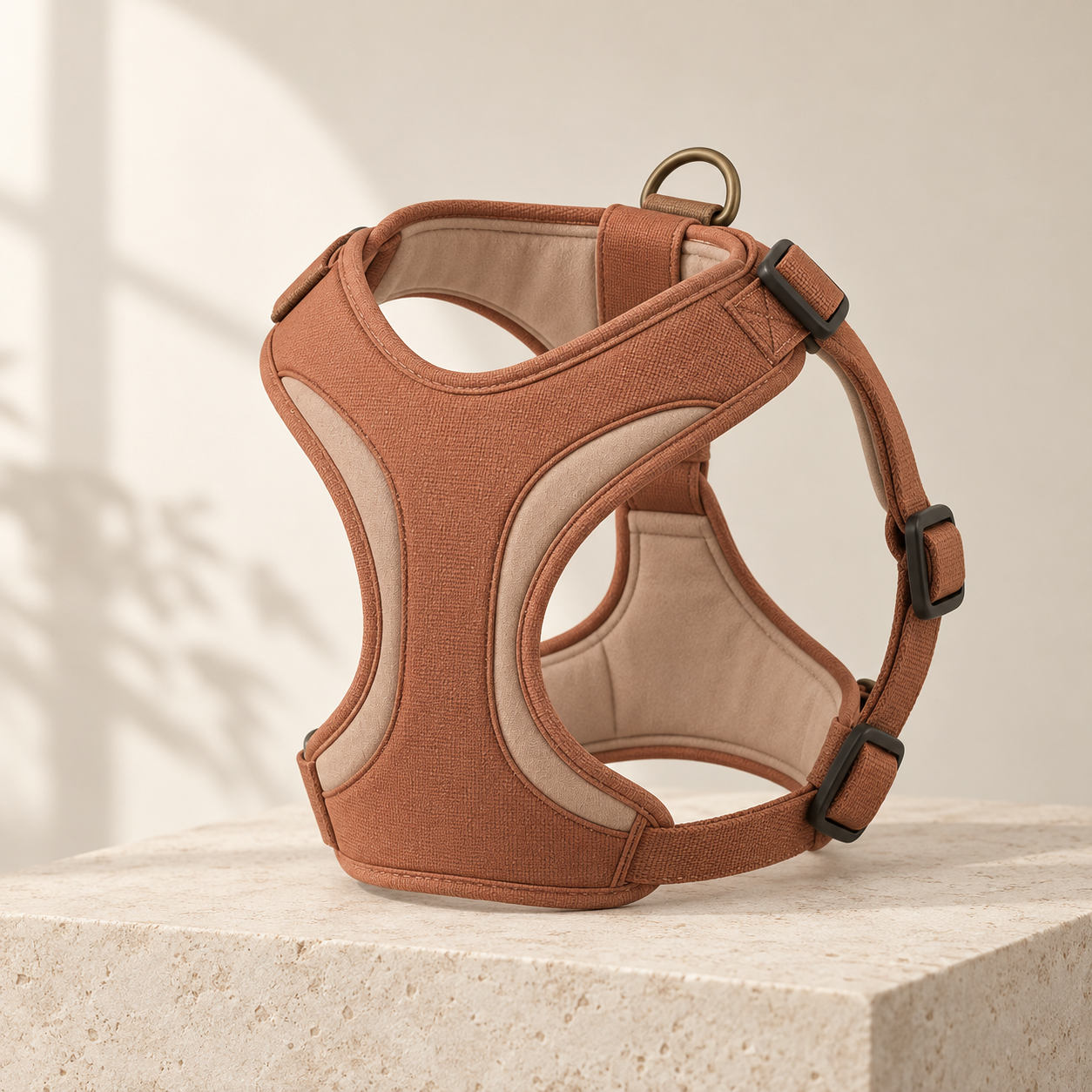 Contour Comfort Y-shaped dog harness in soft terracotta with padded panels