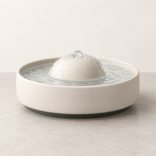 Luna Ceramic Water Fountain with warm-white dome and shallow drinking basin
