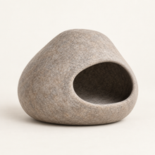 Cocoon Felt Cat Cave with pebble shape and soft oval entrance